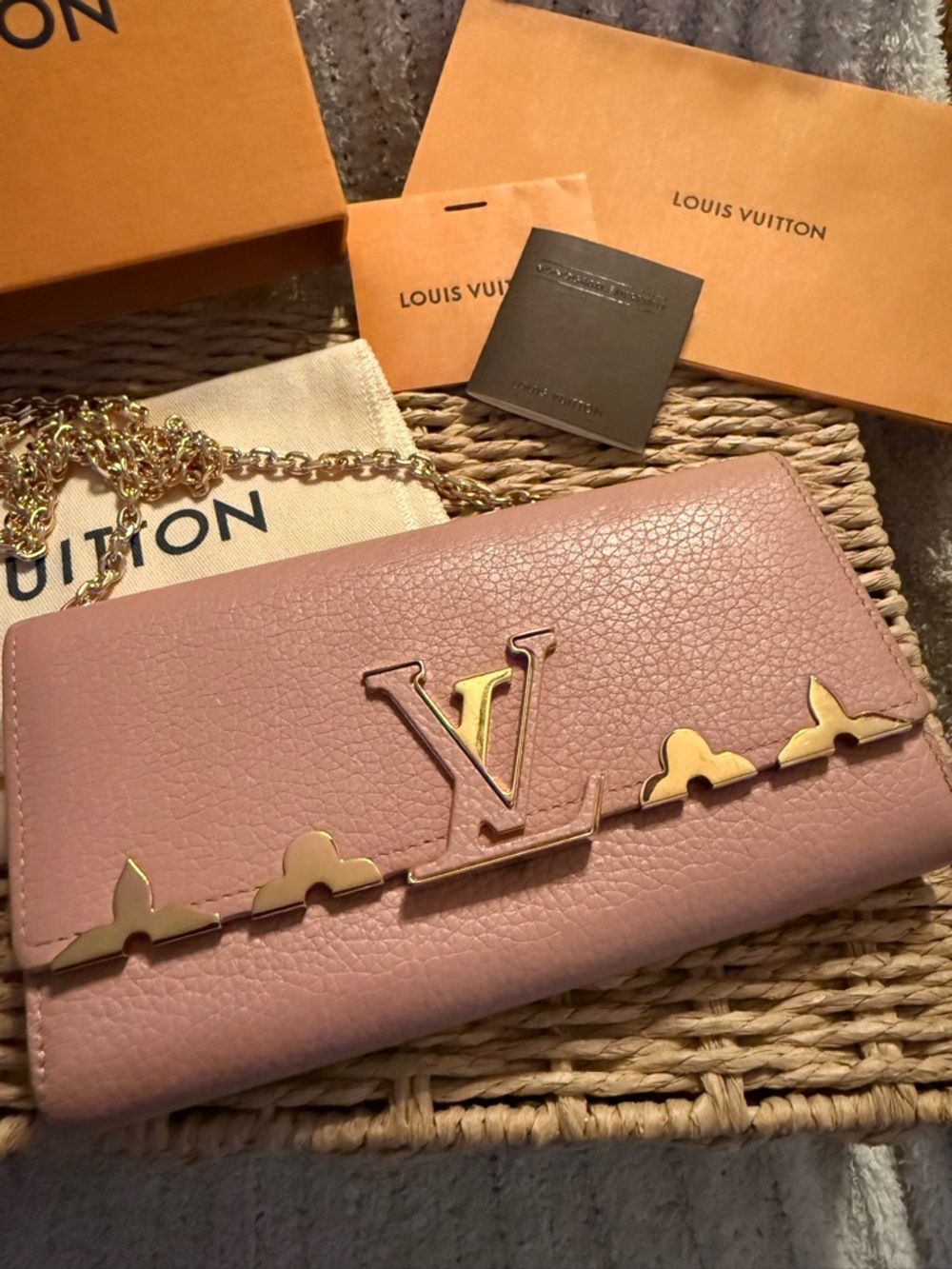 Louis Vuitton Flower Crown Capucines Pink Leather Mini Chain Wallet - Picture 2 of 4